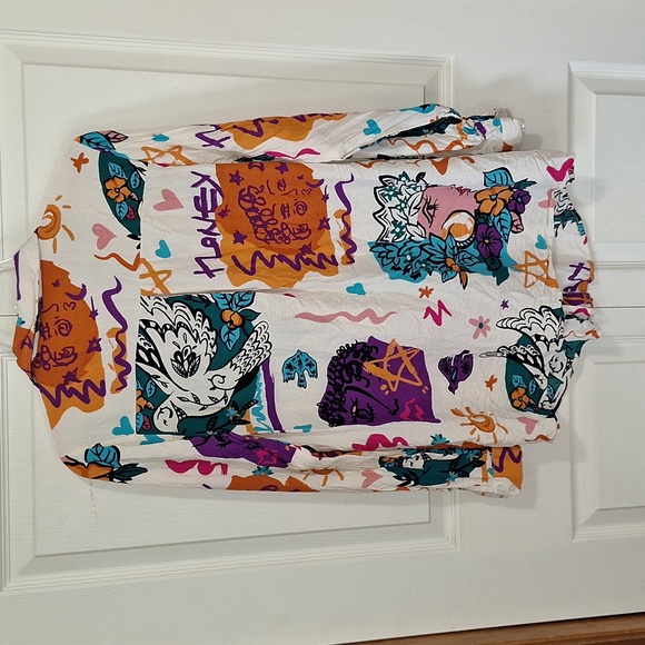 Milk and Honey rayon button-up v-neck blouse top - S - bird woman abstract print - Picture 5 of 9